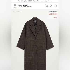 mango NWT plaid coat